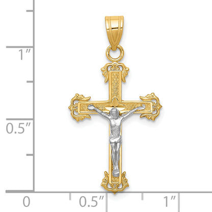 10K Two-Tone 10K Diamond-Cut Crucifix Pendant