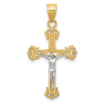 10K Two-Tone 10K Diamond-Cut Crucifix Pendant