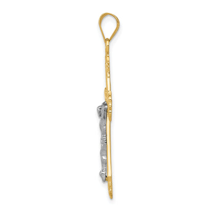 10K Two-Tone 10K Diamond-Cut Crucifix Pendant