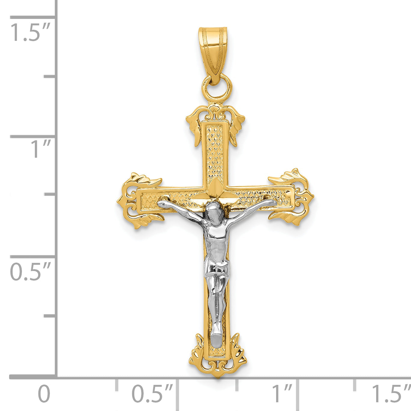 10K Two-Tone 10K Diamond-Cut Crucifix Pendant
