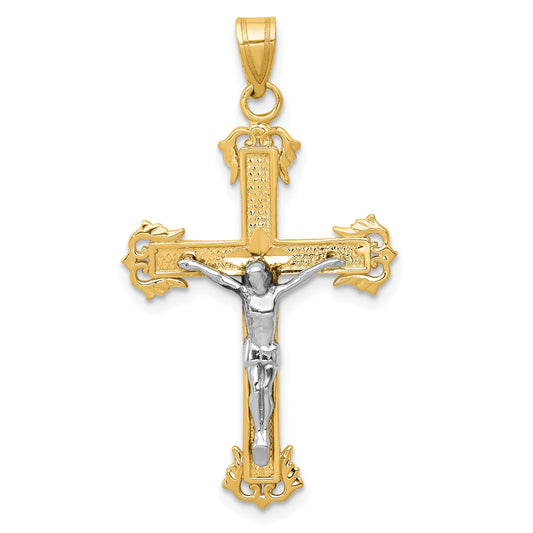 10K Two-Tone 10K Diamond-Cut Crucifix Pendant