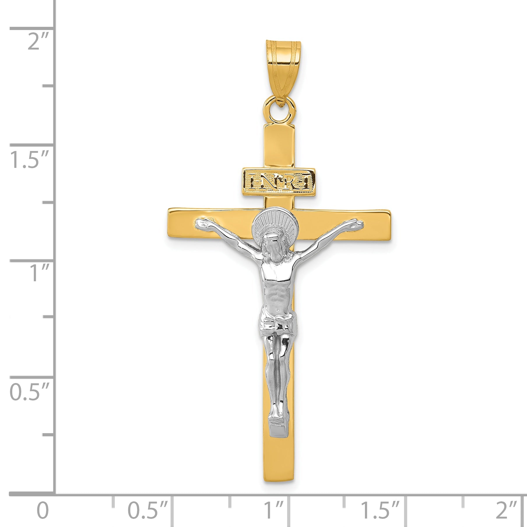 10K Two-Tone 10K Inri Crucifix Pendant
