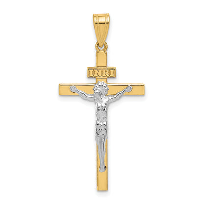 10K Two-Tone 10K Inri Crucifix Pendant