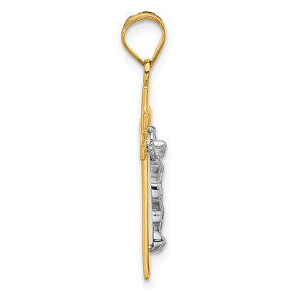 10K Two-Tone 10K Inri Crucifix Pendant
