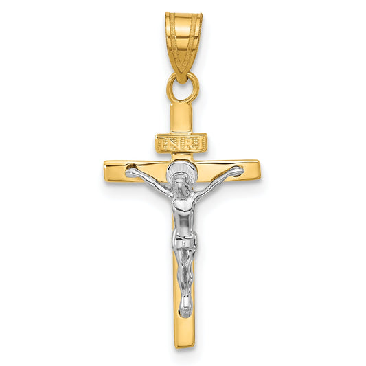 10K Two-Tone 10K Inri Crucifix Pendant