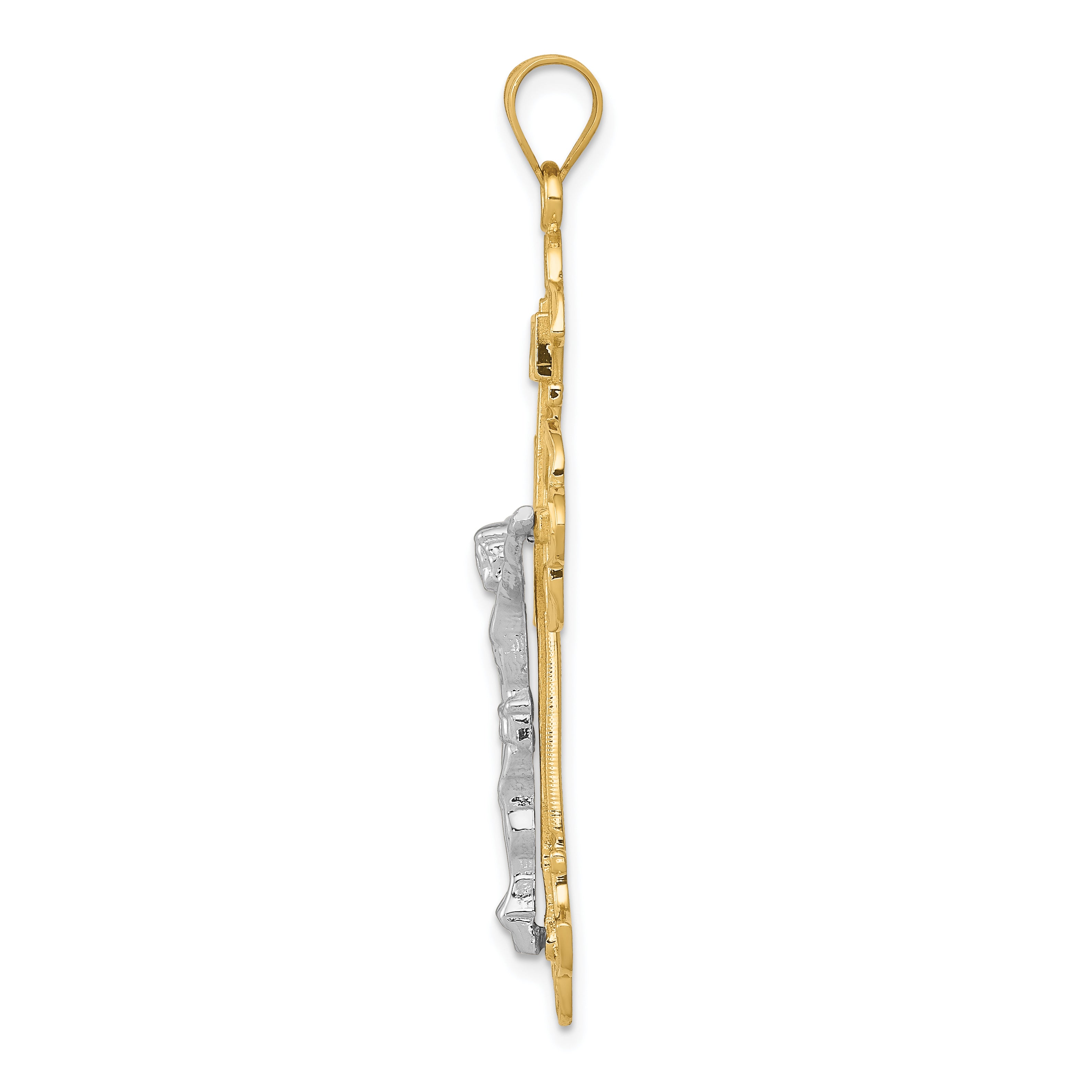 10K Two-Tone 10K Inri Crucifix Pendant