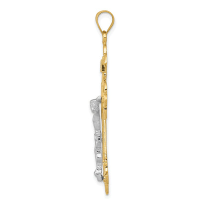 10K Two-Tone 10K Inri Crucifix Pendant