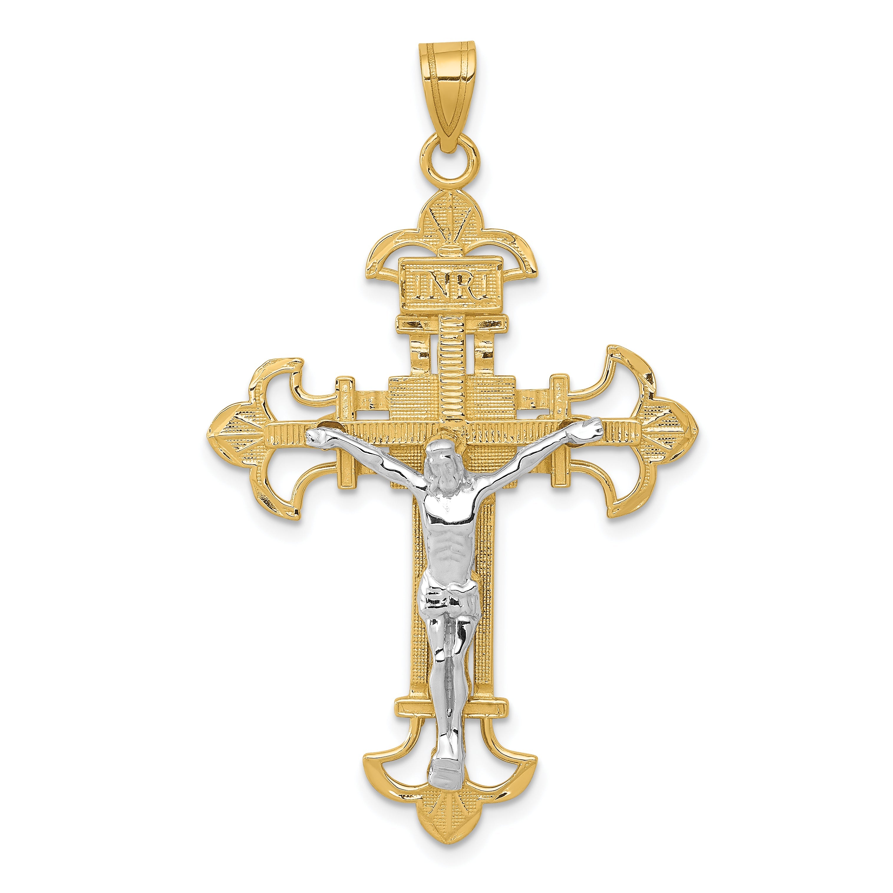 10K Two-Tone 10K Inri Crucifix Pendant