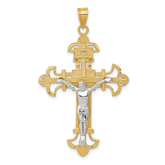 10K Two-Tone 10K Inri Crucifix Pendant