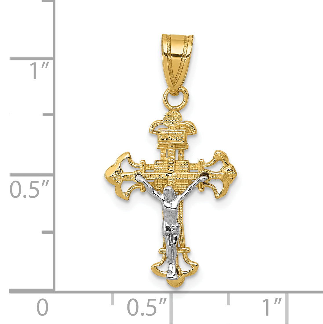 10K Two-Tone 10K Inri Crucifix Charm
