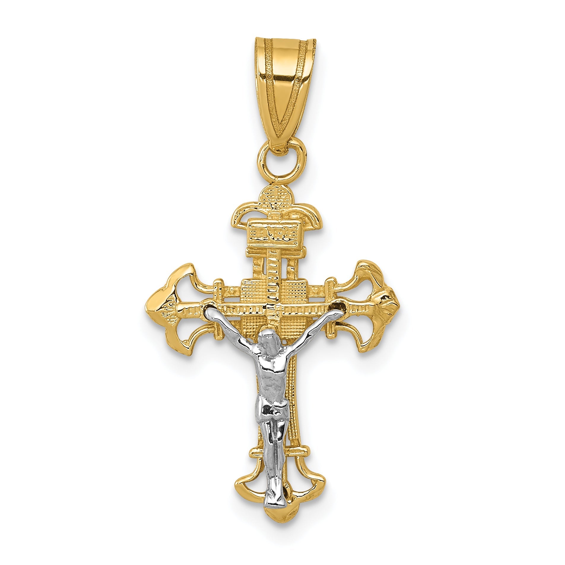 10K Two-Tone 10K Inri Crucifix Charm