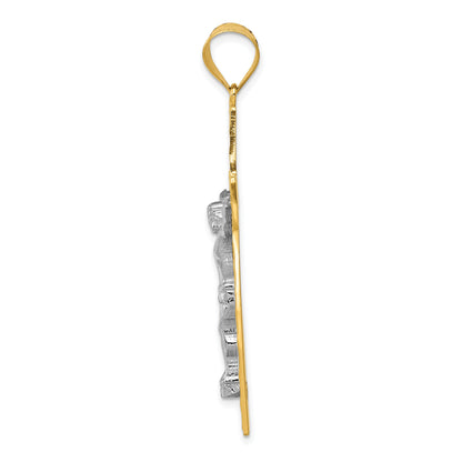 10K Two-Tone 10K Diamond-Cut Crucifix Pendant