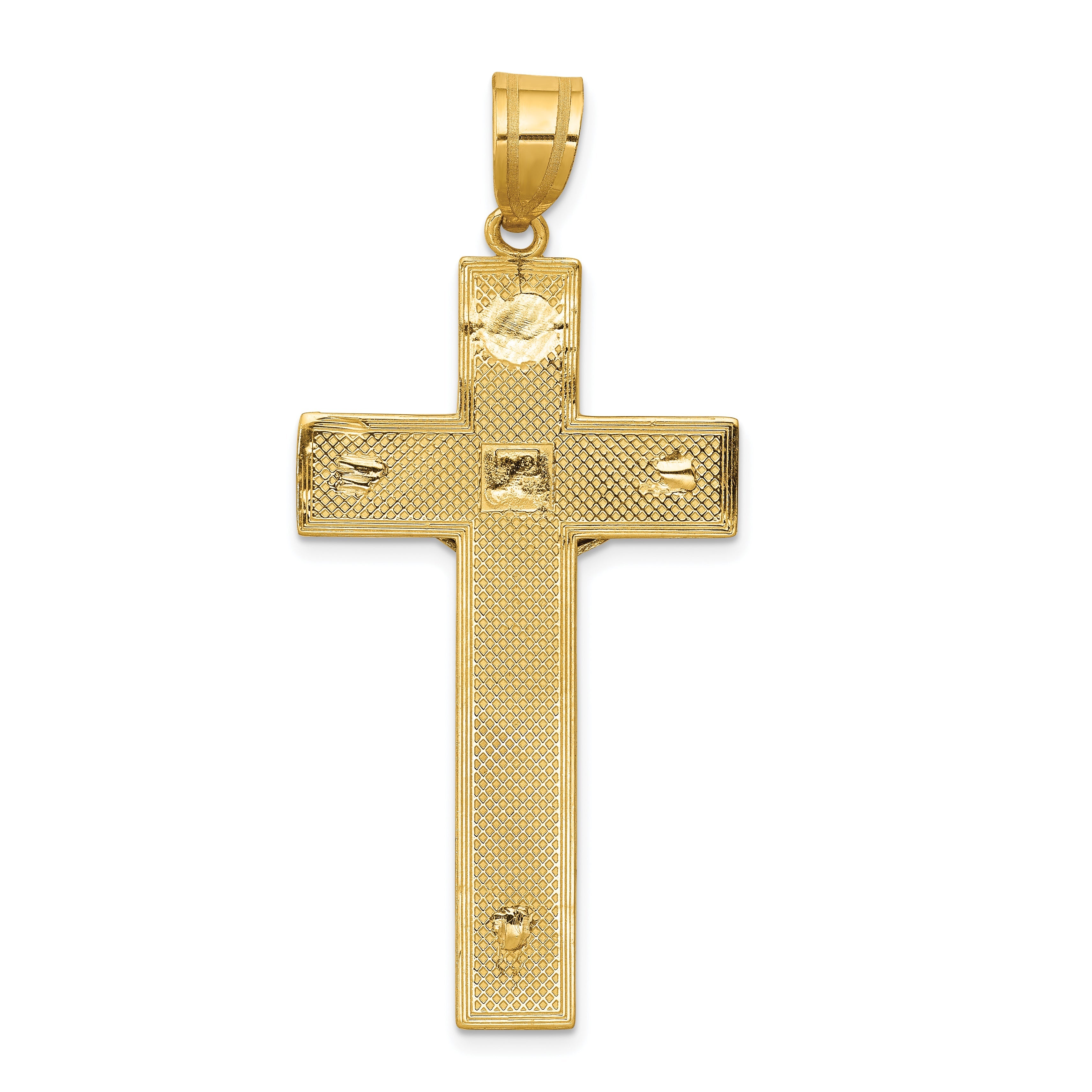 10K Two-Tone 10K Diamond-Cut Crucifix Pendant