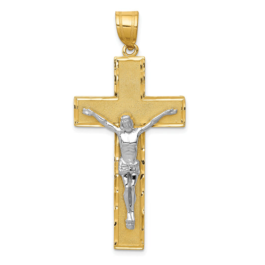 10K Two-Tone 10K Diamond-Cut Crucifix Pendant