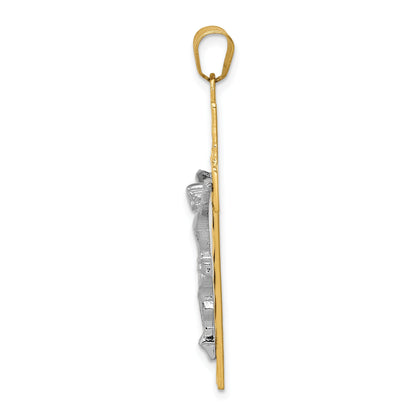 10K Two-Tone 10K Diamond-Cut Crucifix Pendant