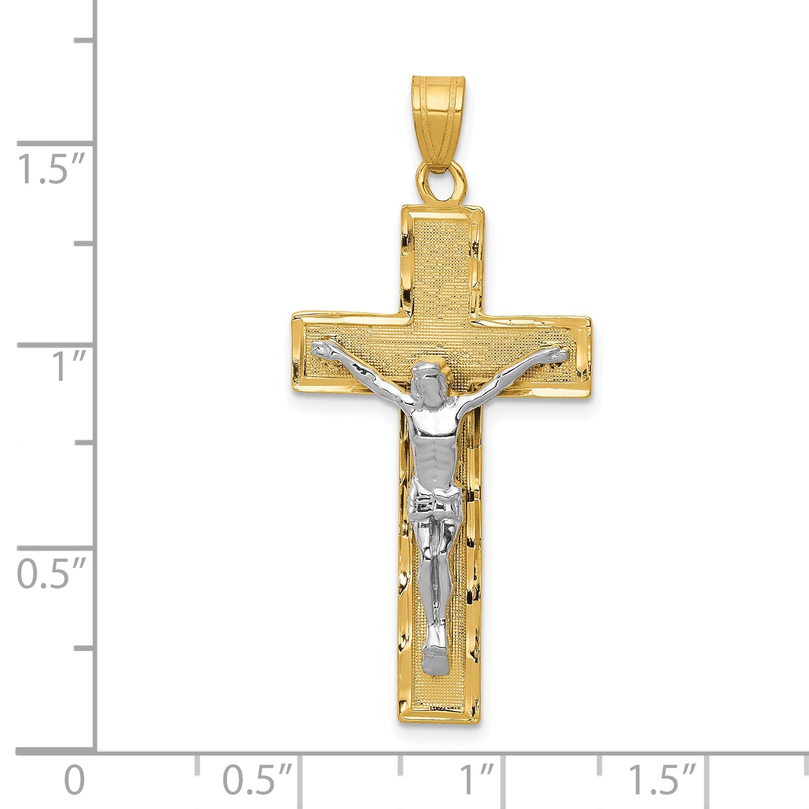 10K Two-Tone 10K Diamond-Cut Crucifix Pendant