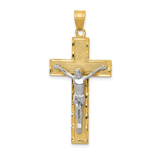 10K Two-Tone 10K Diamond-Cut Crucifix Pendant