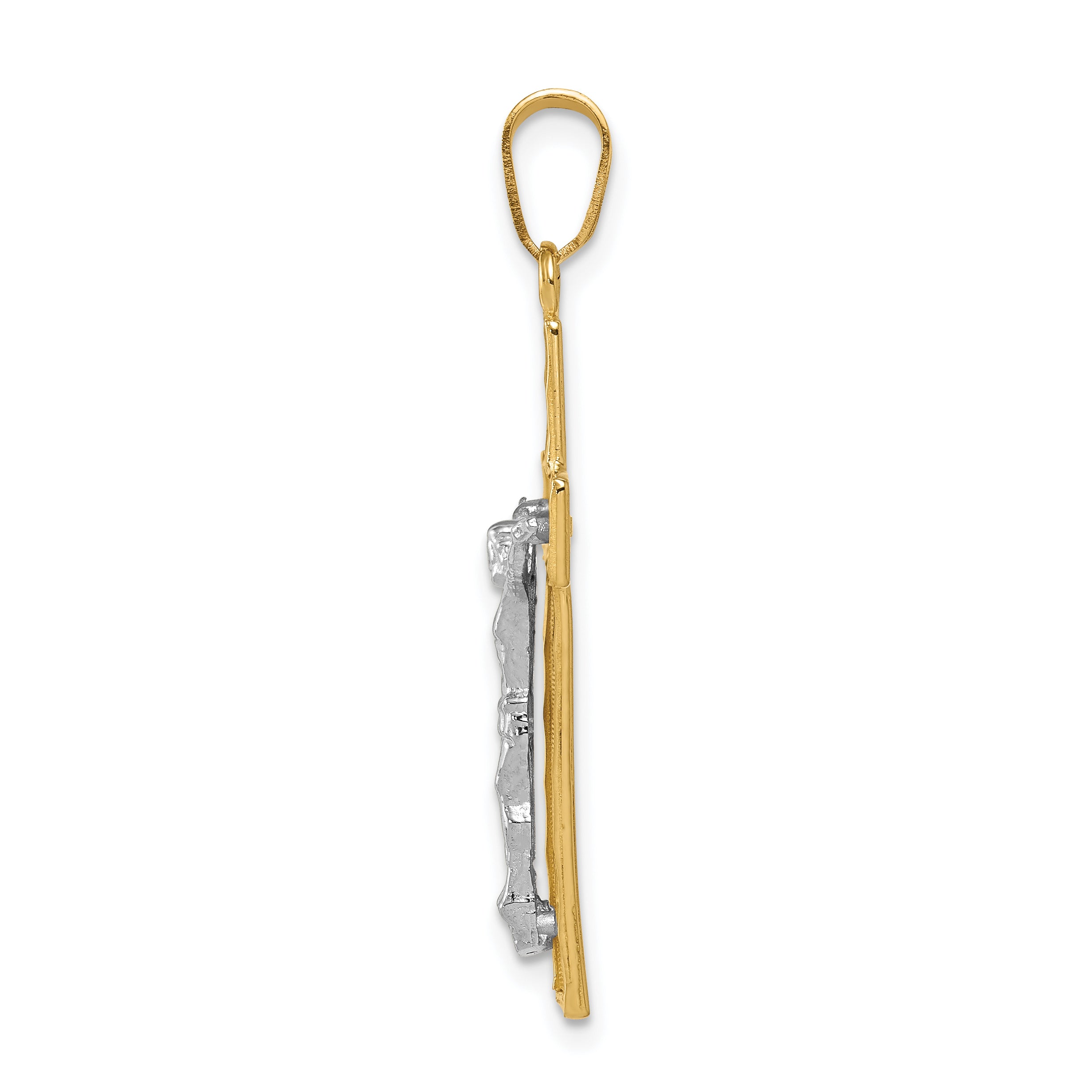 10K Two-Tone 10K Diamond-Cut Crucifix Pendant
