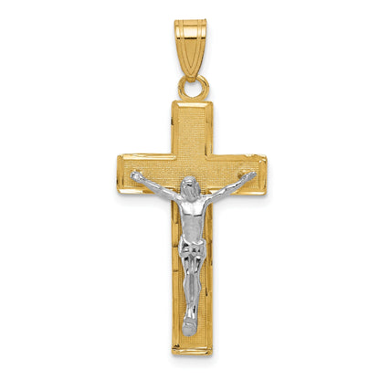 10K Two-Tone 10K Diamond-Cut Crucifix Pendant