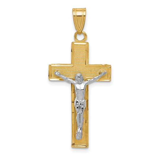 10K Two-Tone 10K Diamond-Cut Crucifix Pendant