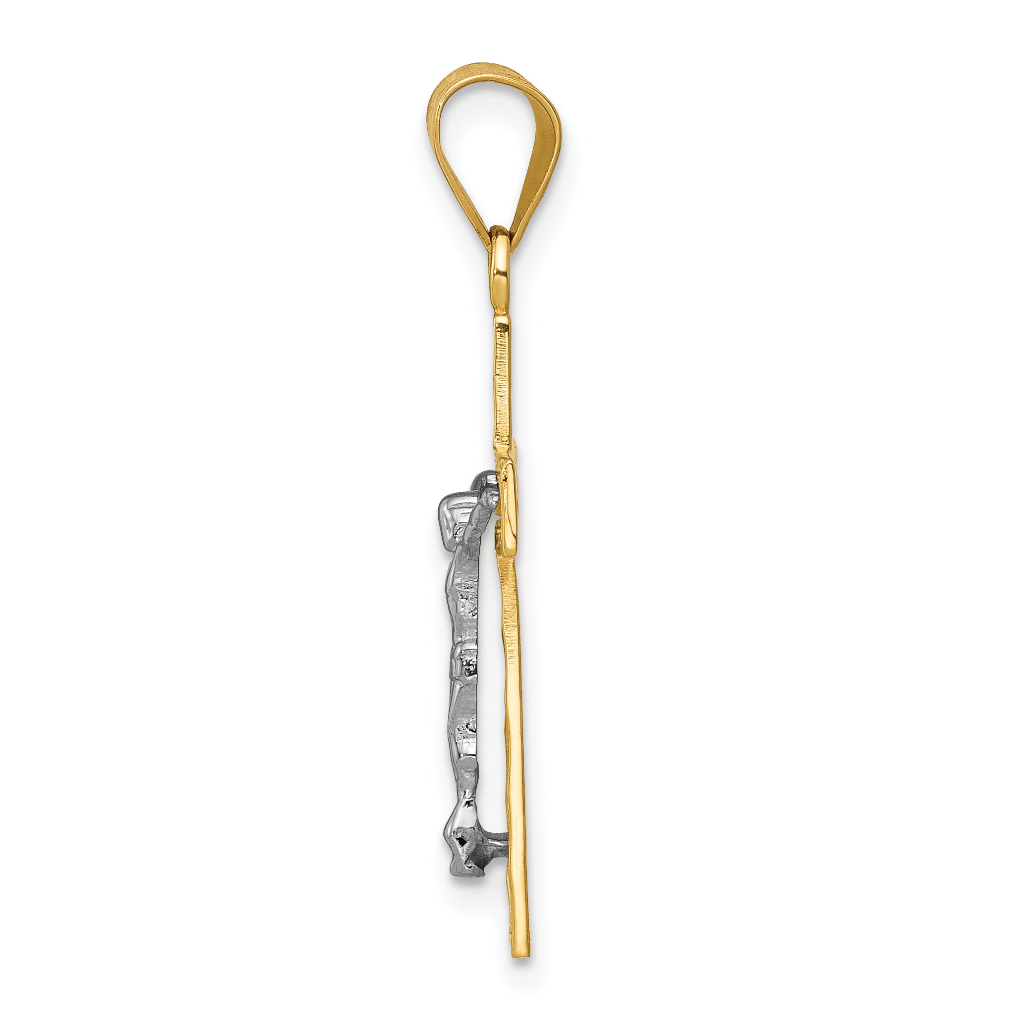 10K Two-Tone 10K Diamond-Cut Crucifix Charm