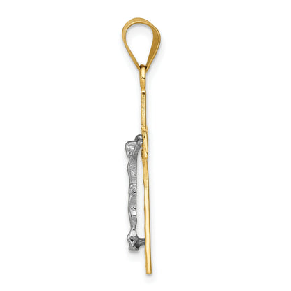 10K Two-Tone 10K Diamond-Cut Crucifix Charm