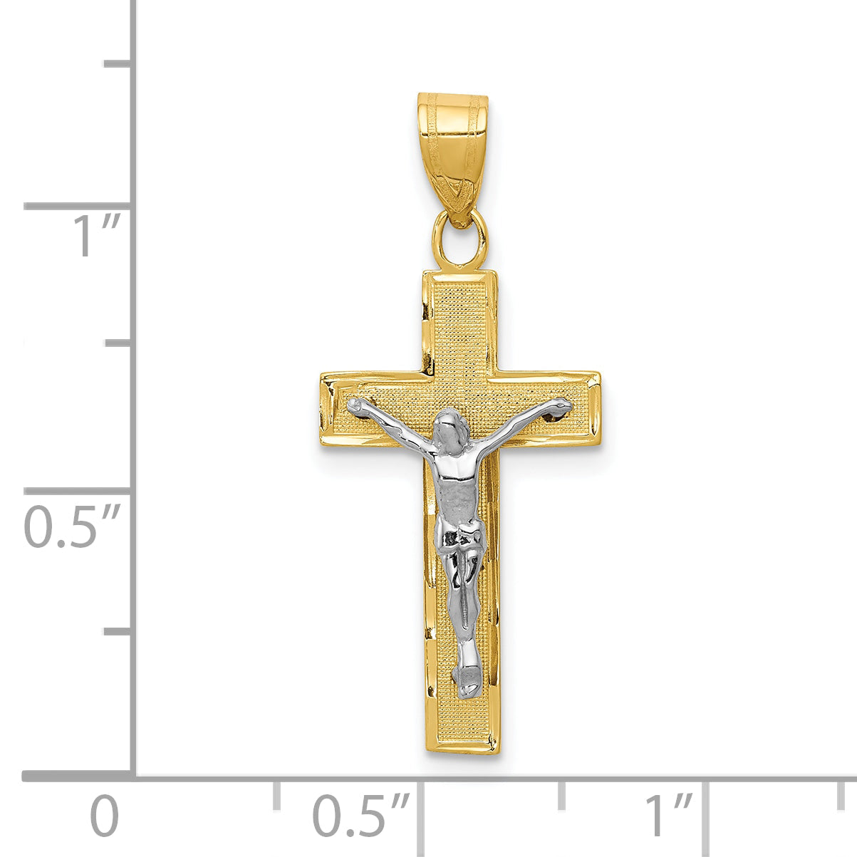 10K Two-Tone 10K Diamond-Cut Crucifix Charm