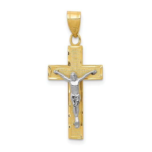 10K Two-Tone 10K Diamond-Cut Crucifix Charm