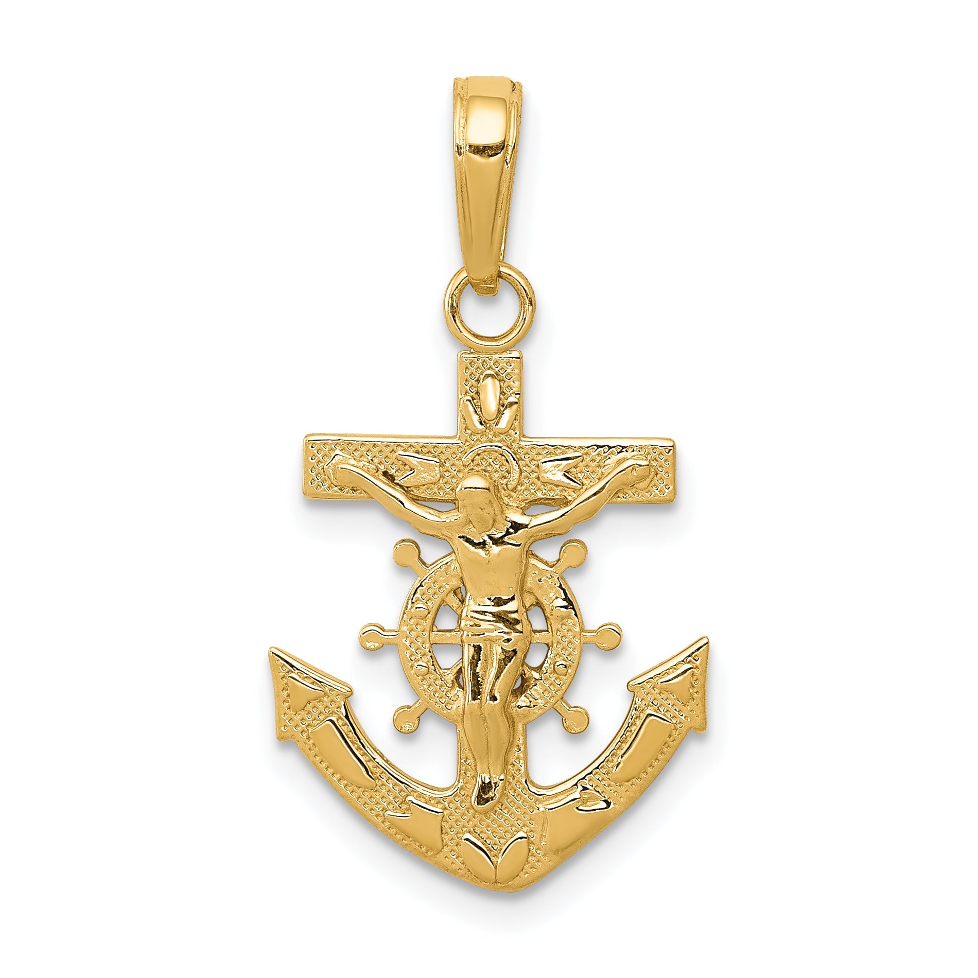 10K Yellow Gold Mariners Crucifix Pendant