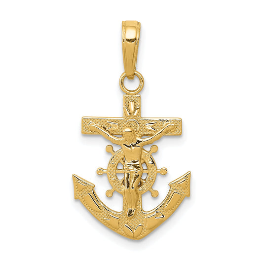 10K Yellow Gold Mariners Crucifix Pendant