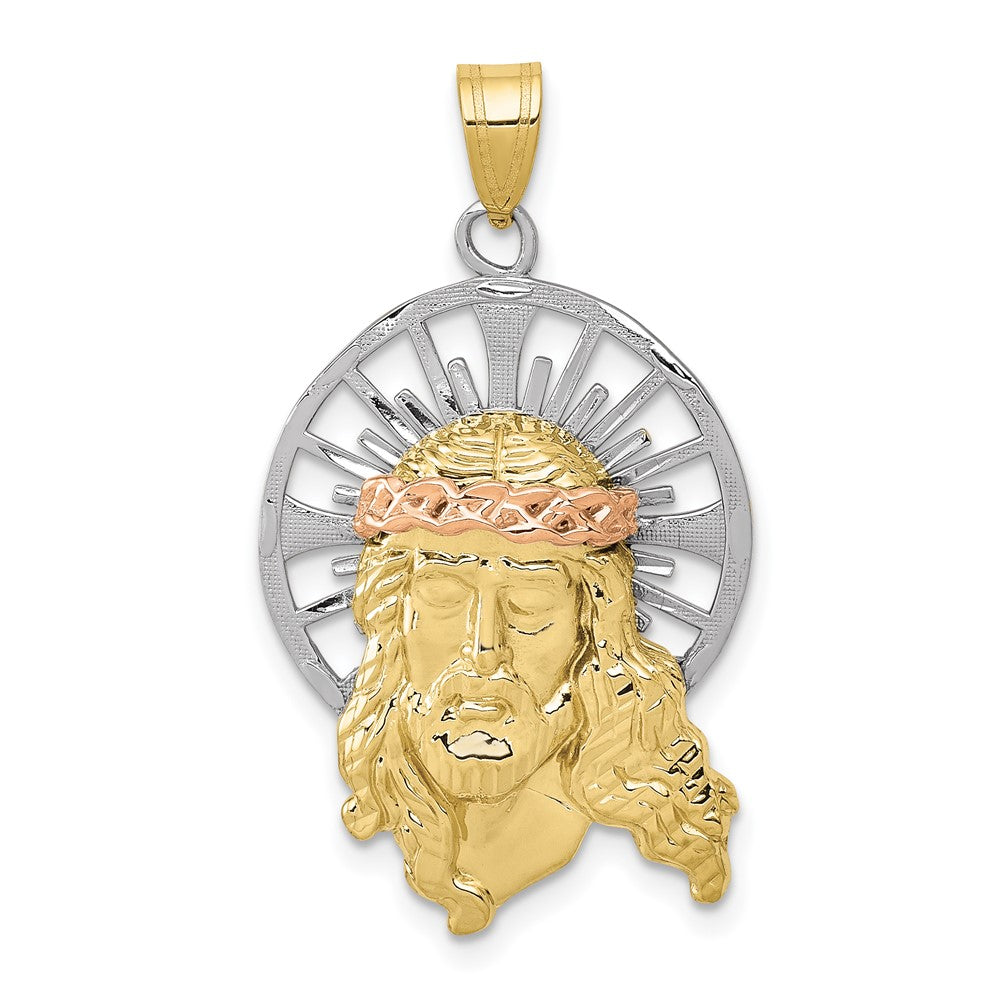 10K Tri Color 10K Tri-Color Diamond-Cut Christ Charm