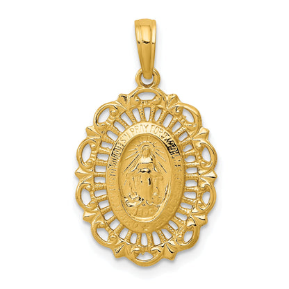 10K Yellow Gold Oval Miraculous Medal Pendant