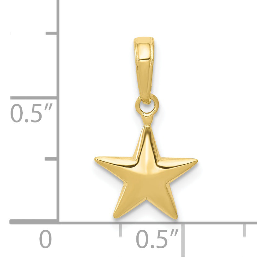10K Yellow Gold Small Polished 3-D Star Charm