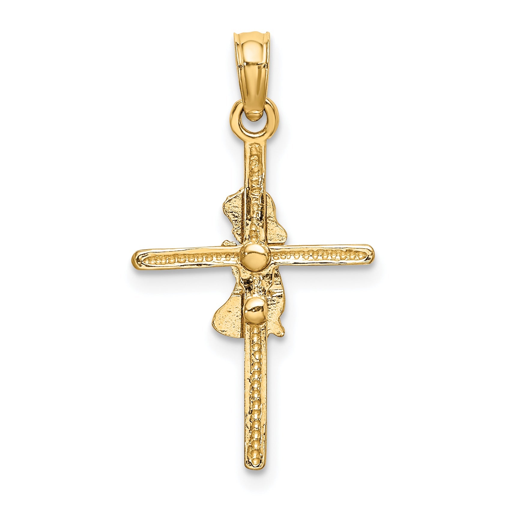 10K Yellow Gold Praying Girl Cross Charm