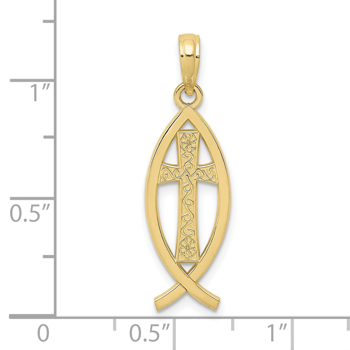 10K Yellow Gold Ichthus Fish Pendant