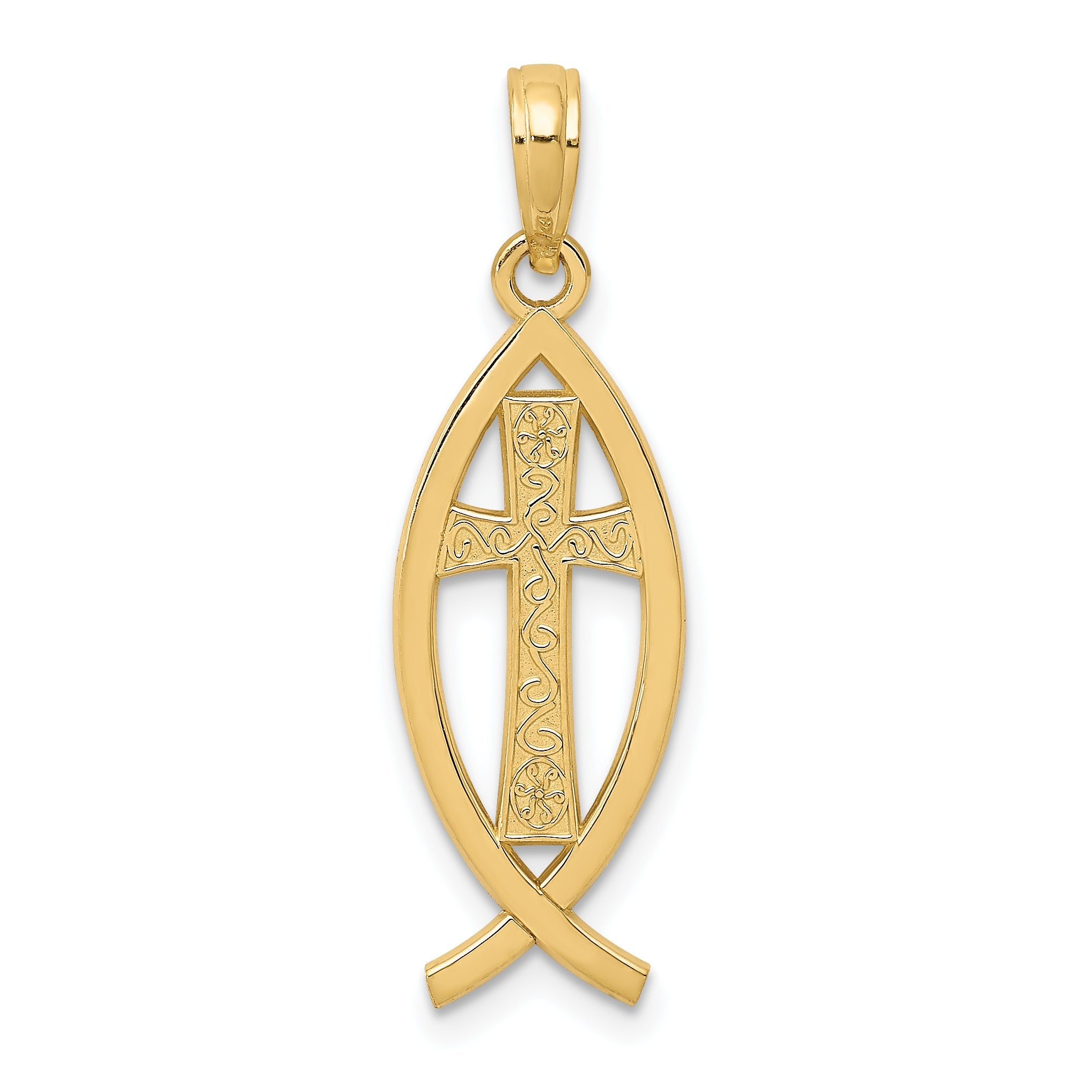 10K Yellow Gold Ichthus Fish Pendant