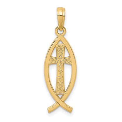 10K Yellow Gold Ichthus Fish Pendant