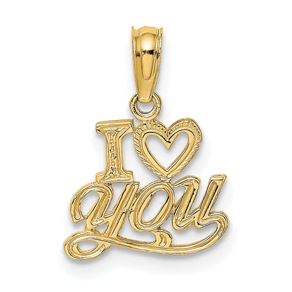 10K Yellow Gold 10K Polished And Textured I Heart You Charm
