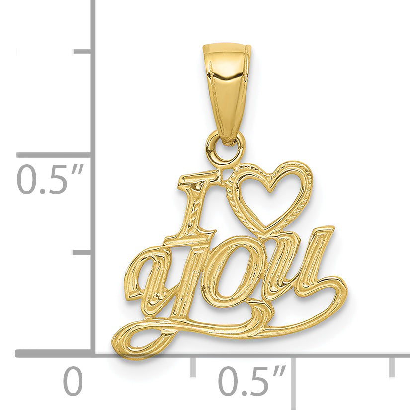 10K Yellow Gold 10K Polished & Textured I Heart You Pendant