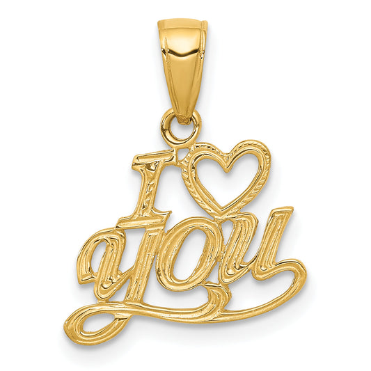 10K Yellow Gold 10K Polished & Textured I Heart You Pendant