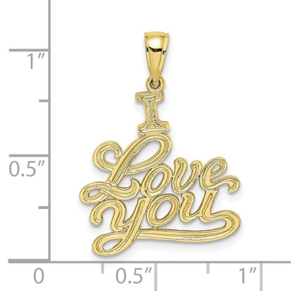10K Yellow Gold 10K Textured I Love You Pendant