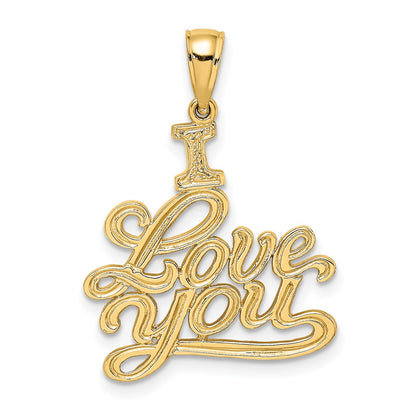 10K Yellow Gold 10K Textured I Love You Pendant