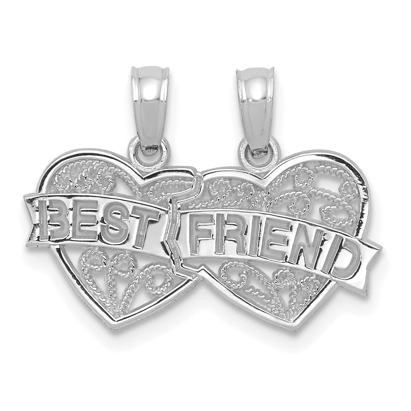 10K White Gold 10K Best Friend 2 Piece Break-A-Part Charm
