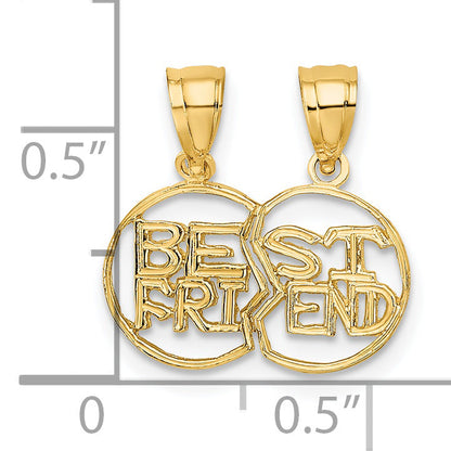 10K Yellow Gold 10K Break Apart Cut-Out Best Friend Pendant