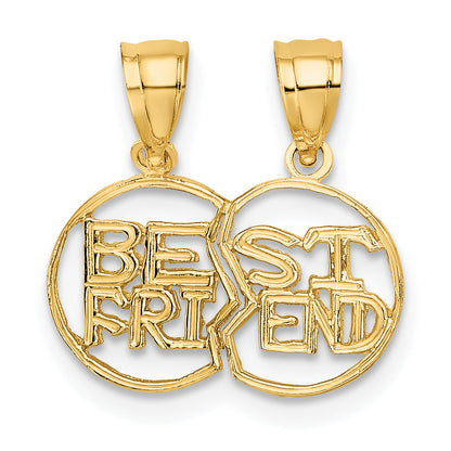 10K Yellow Gold 10K Break Apart Cut-Out Best Friend Pendant