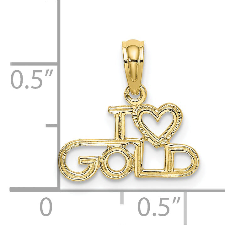 10K Yellow Gold 10K Polished / Textured I Love Gold Charm