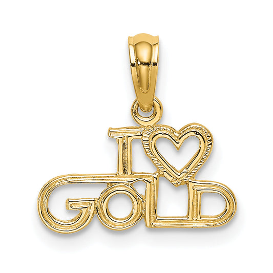 10K Yellow Gold 10K Polished / Textured I Love Gold Charm