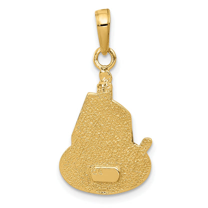 10K Yellow Gold 10K Slice Of Cake With Candle Happy Birthday Pendant