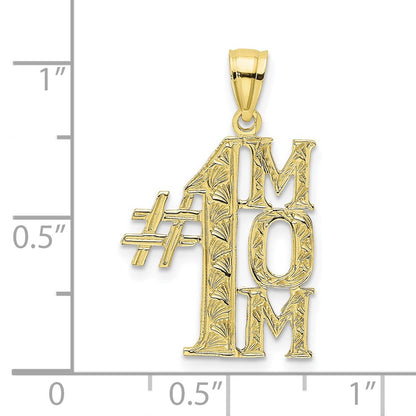 10K Yellow Gold 10K #1 Mom Vertical Pendant