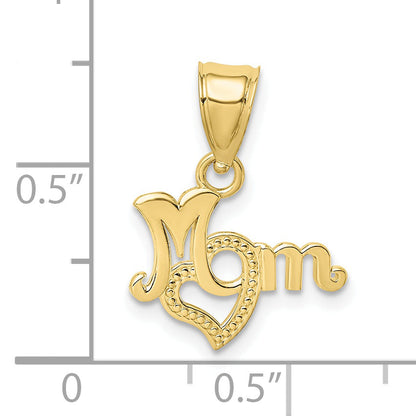 10K Yellow Gold 10K Mom With Heart Pendant